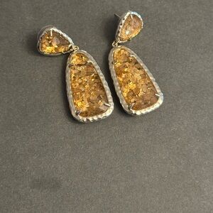 Gold and Brown Dangle Earrings